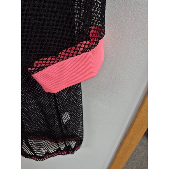 Black Mesh Oversized Top With Pink Trim & Drawstring Hem By Realize 1X - Picture 3 of 8